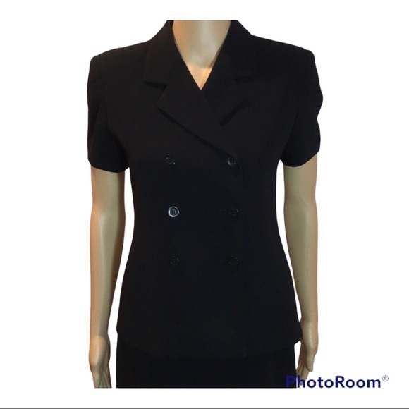 Jones of New York Vintage Short Sleeve Double Breasted Suit in Black in Size 2P - Picture 2 of 14